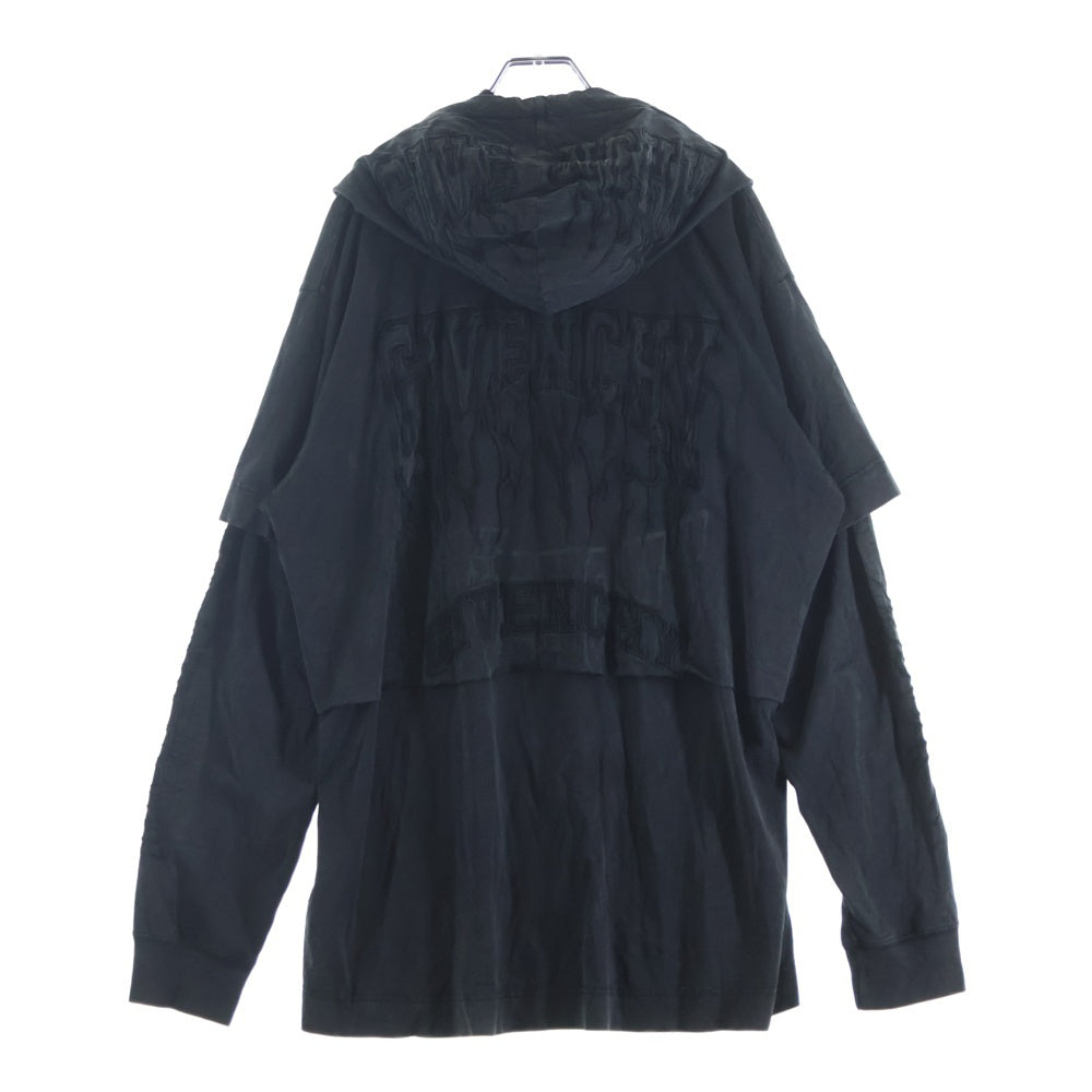 GIVENCHY(ジバンシィ) 22AW OVERLAPPED OVERSIZED FIT LAYERED HOODIE BMJ0J83Y8U オーバーラップ 刺繍 レイヤードフーディ パーカー ダークグレー