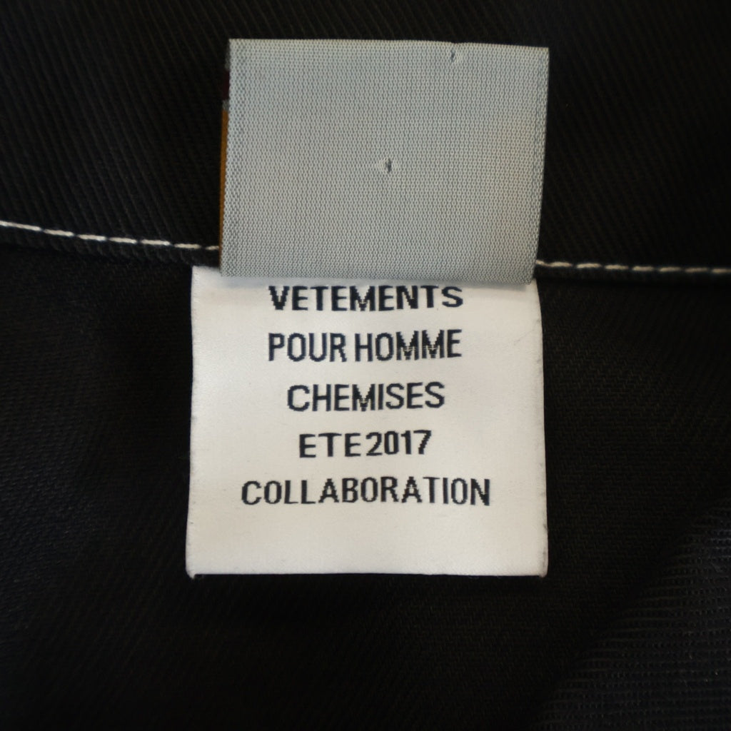 VETEMENTS(ヴェトモン) 17SS ×Carhartt カーハート オーバーサイズ デニム ワークシャツ MSS17CW4 ブラック