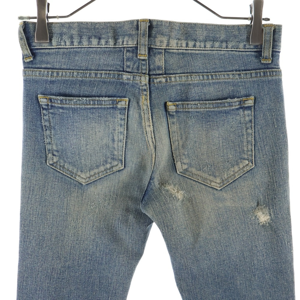 SAINT LAURENT PARIS(サンローランパリ) 13AW エディ期 チェーン クラッシュデニム ダメージ加工 スキニーパンツ インディゴ レディース