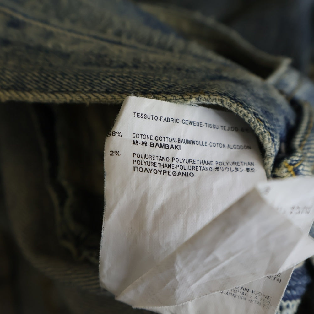 SAINT LAURENT PARIS(サンローランパリ) 13AW エディ期 チェーン クラッシュデニム ダメージ加工 スキニーパンツ インディゴ レディース