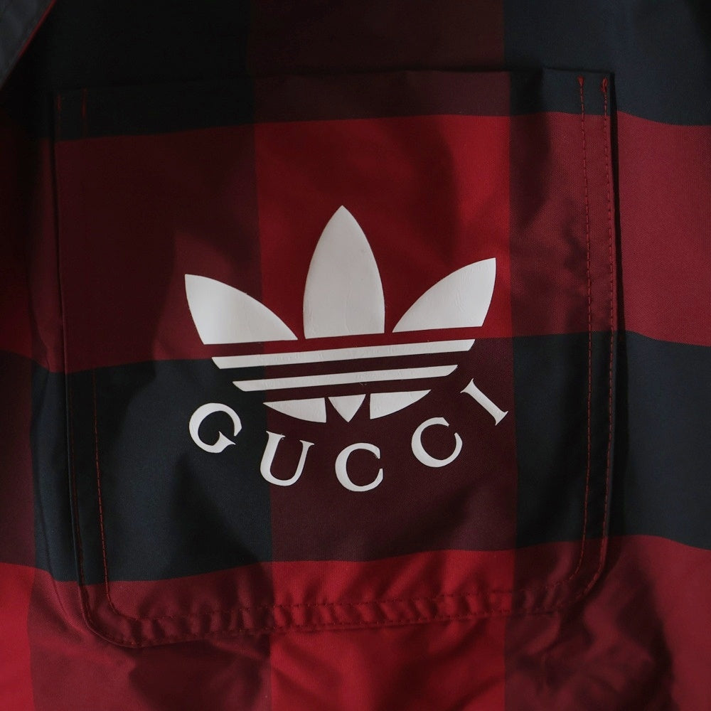 GUCCI(グッチ) ×ADIDAS バッファローチェック ナイロン ケープコート アディダス ブラック/レッド 716270 4GAEJ
