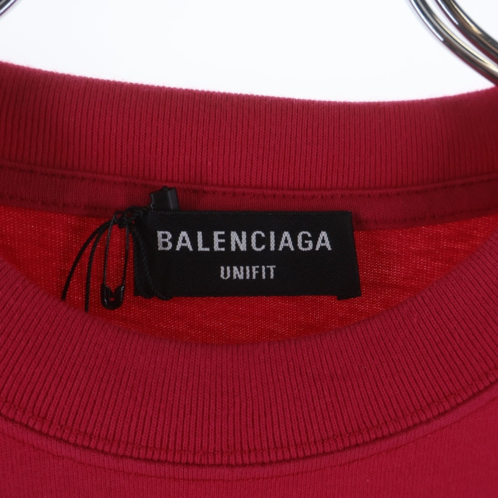 BALENCIAGA(バレンシアガ) 21SS Logo Here Flatground T-Shirt ロゴプリント 半袖Tシャツ ピンク 651795 TKV81