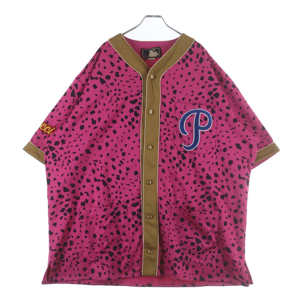 GUCCI(グッチ) ×MLB ANIMAL BOWLLING SS SHIRTS 726039 XJE4V ボウリング半袖シャツ アニマル総柄 ピンク