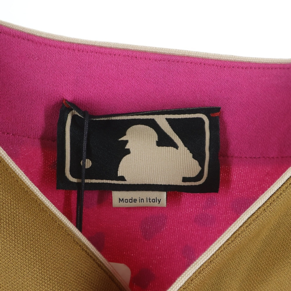 GUCCI(グッチ) ×MLB ANIMAL BOWLLING SS SHIRTS 726039 XJE4V ボウリング半袖シャツ アニマル総柄 ピンク