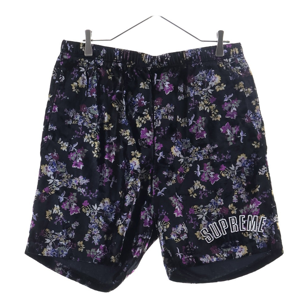 SUPREME(シュプリーム) 19AW Floral Velour Short フローラル ベロア ショーツ ブラック