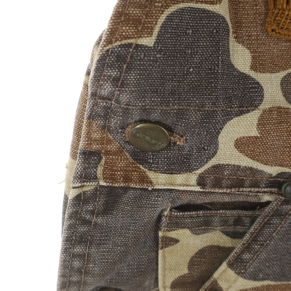 CARHARTT(カーハート) 80s USA製 100周年 Double Denim Pants ダブルニー デニム パンツ オーバーオール カモ柄 ブラウン