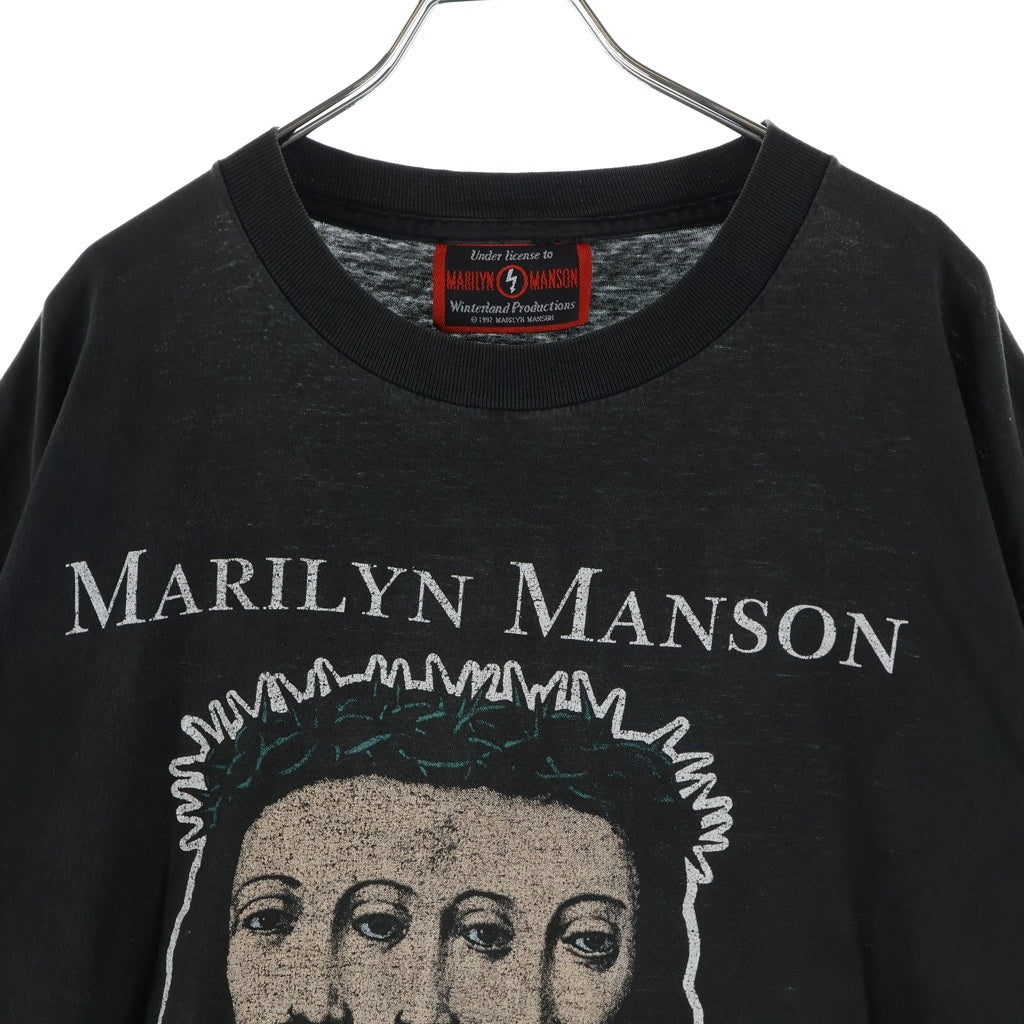 VINTAGE(ヴィンテージ) 90s MARILYN MANSON BELIEVE マリリンマンソン ビリーブ バンド マンソンタグ 半袖Tシャツ カットソー ブラック