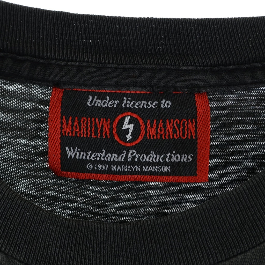 VINTAGE(ヴィンテージ) 90s MARILYN MANSON BELIEVE マリリンマンソン ビリーブ バンド マンソンタグ 半袖Tシャツ カットソー ブラック