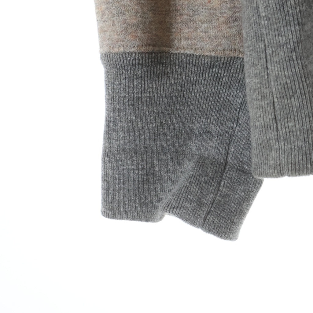 BIOTOP(ビオトープ) カシミヤ混 TWO-TONE HOODIE ツートンプルオーバーフーディー パーカー グレー