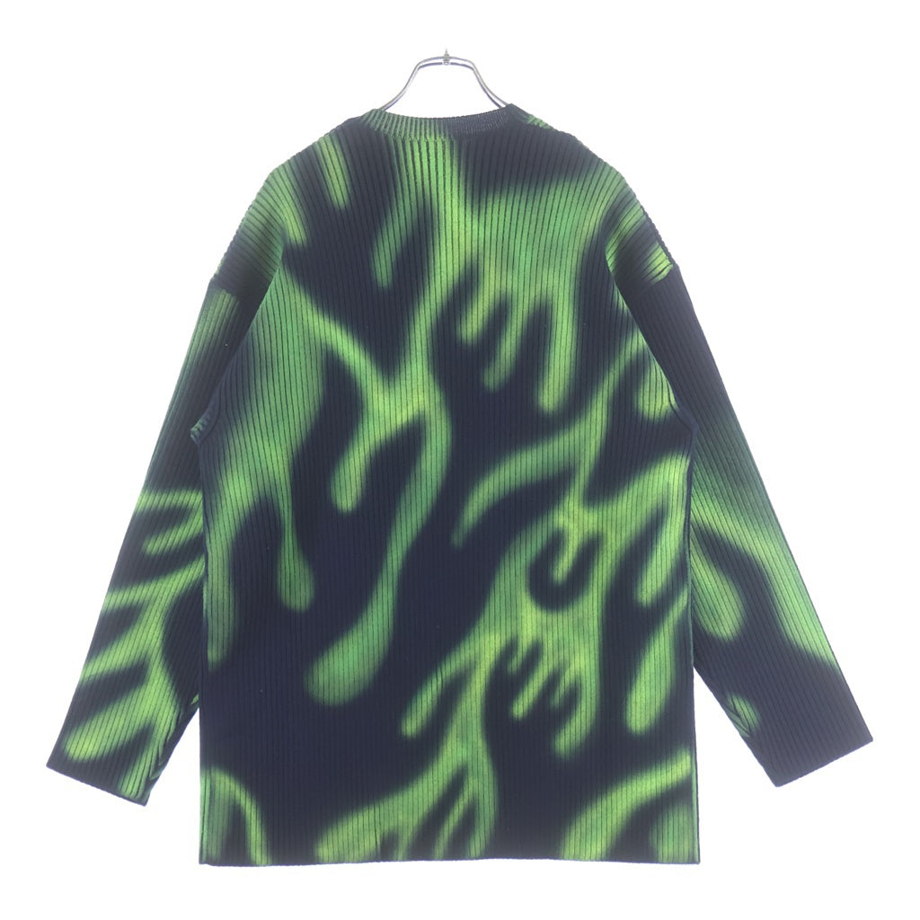 BALENCIAGA(バレンシアガ) 20SS GREEN FLAME WOOL KNIT 599685 T1555 グリーンフレイム Vネック長袖ニットセーター ダークネイビー