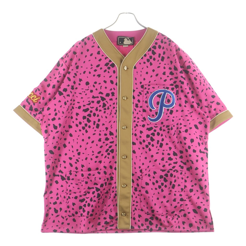 GUCCI(グッチ) ×MLB ANIMAL BOWLLING SS SHIRTS 726039 XJE4V ボウリング半袖シャツ アニマル総柄 ピンク