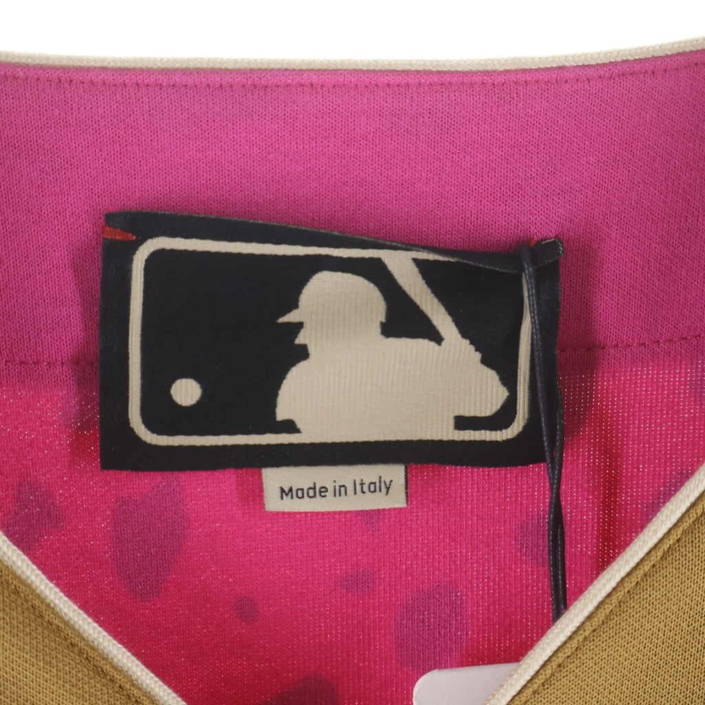 GUCCI(グッチ) ×MLB ANIMAL BOWLLING SS SHIRTS 726039 XJE4V ボウリング半袖シャツ アニマル総柄 ピンク