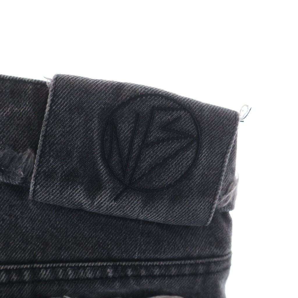 NO/FAITH STUDIOS(ノーフェイスストゥディオス) FLARED DENIM カットオフ ダメージ加工 ジップフライフレアデニムパンツ ブラック