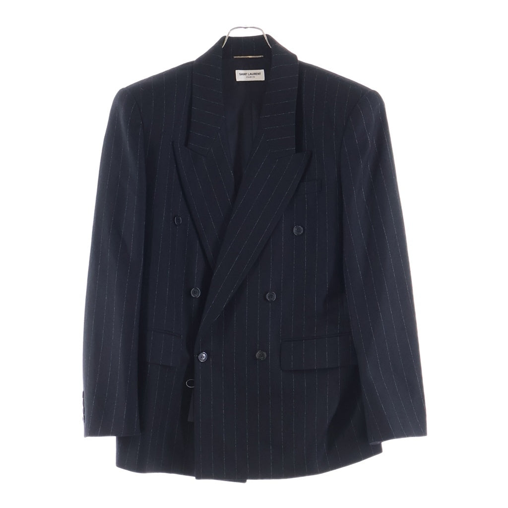SAINT LAURENT PARIS(サンローランパリ) ストライプ柄 3B ダブルブレスト ウールテーラードジャケット ブラック 771647 Y1H24
