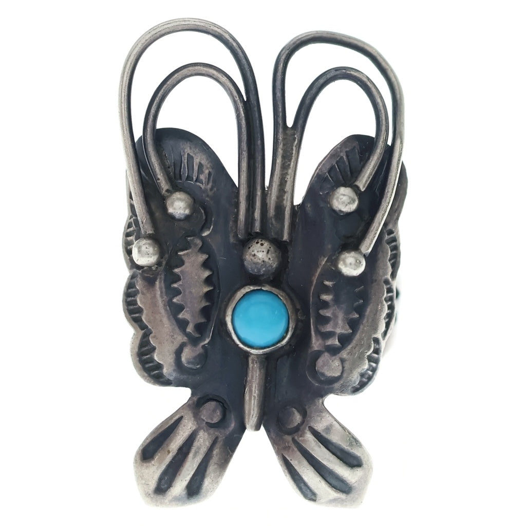 INDIAN JEWELRY(インディアンジュエリー) STERRING Geraldine NAJAVO Ring ナバホ族 ターコイズ パピヨンモチーフ リング シルバー