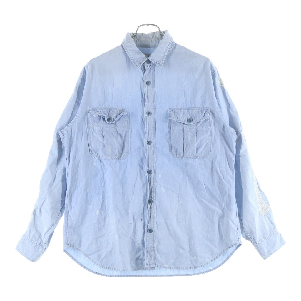 KAPITAL(キャピタル) Chambray Work Shirt Bone Embroidery Saxophone BONE刺繍 シャンブレー ワークシャツ ライトブルー