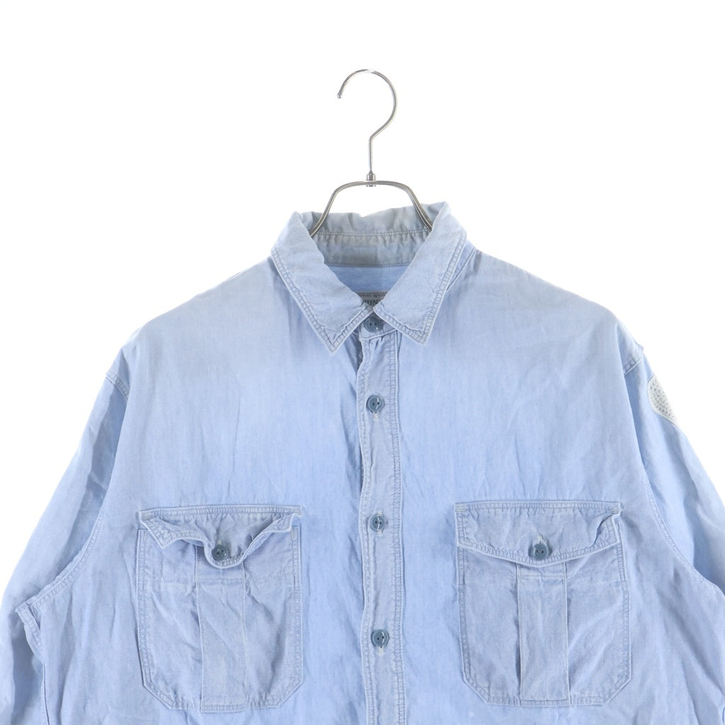 KAPITAL(キャピタル) Chambray Work Shirt Bone Embroidery Saxophone BONE刺繍 シャンブレー ワークシャツ ライトブルー