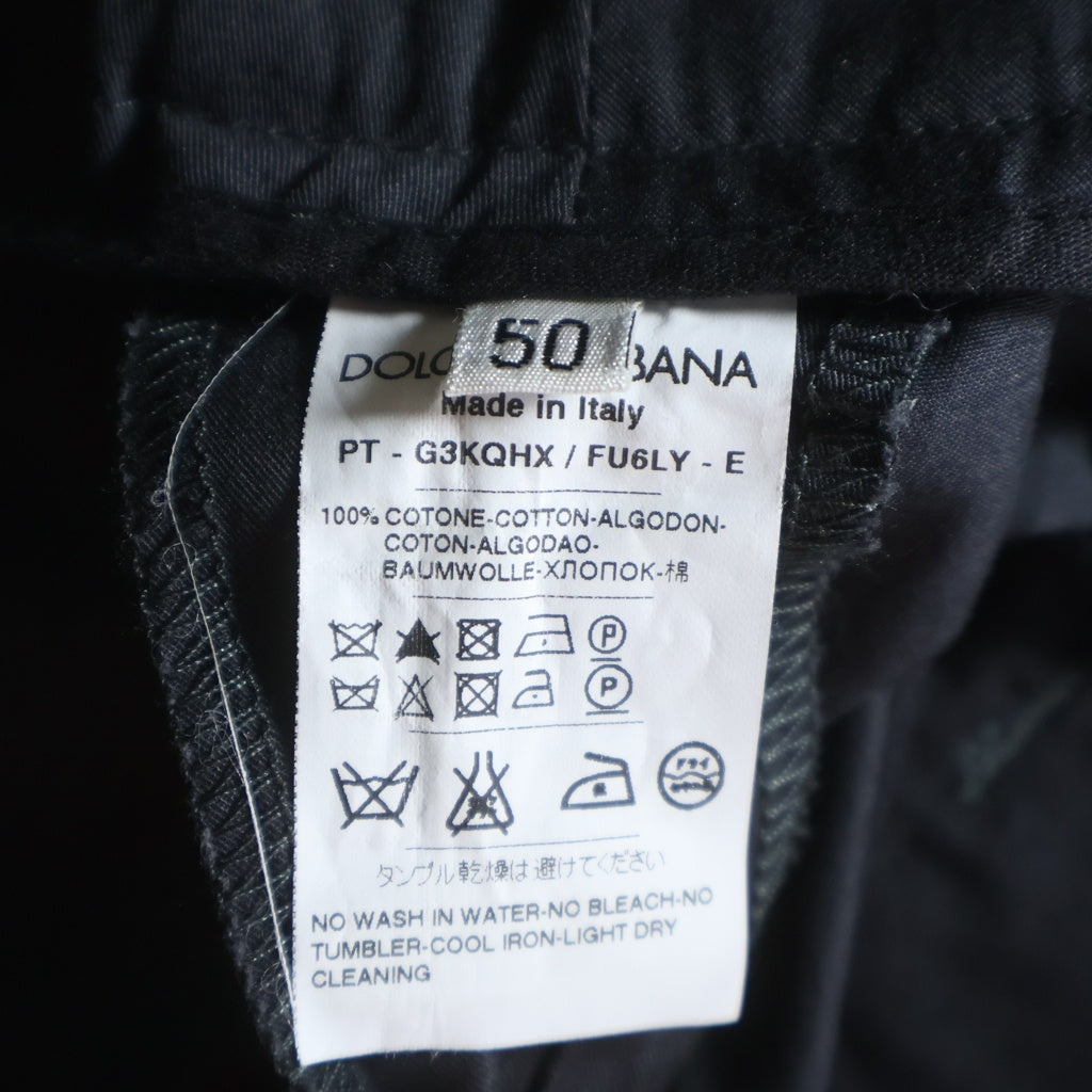 DOLCE & GABBANA(ドルチェアンドガッバーナ) ウエスト切り替え ギミックコットンパンツ ジップフライ イタリア製 ブラック PT-G3KQHX