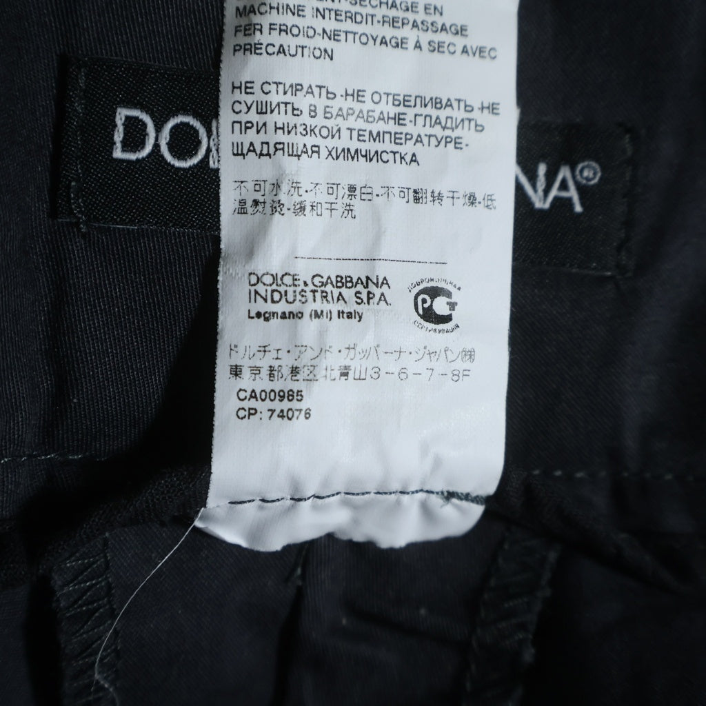 DOLCE & GABBANA(ドルチェアンドガッバーナ) ウエスト切り替え ギミックコットンパンツ ジップフライ イタリア製 ブラック PT-G3KQHX