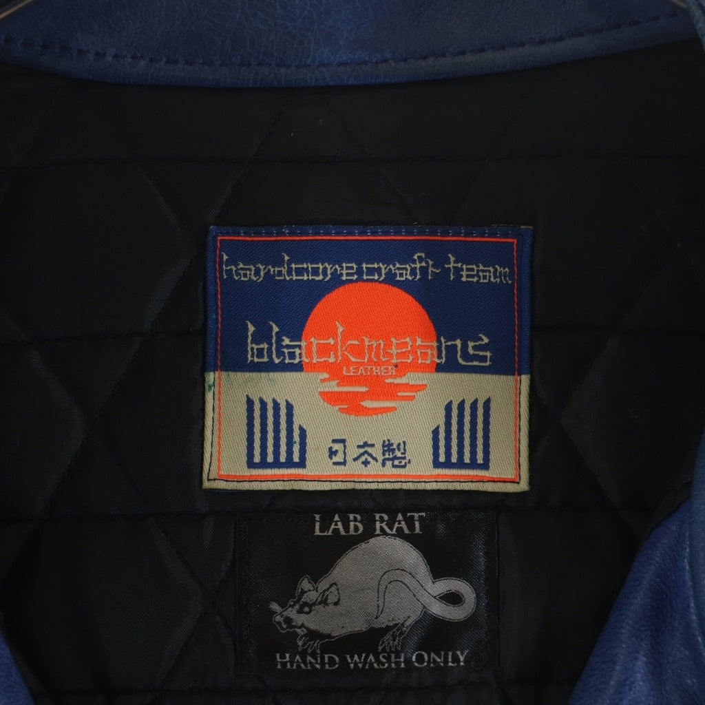 BLACK MEANS(ブラックミーンズ) × LABRAT Leather Jacket ラブレット シングルライダース レザージャケット ダメージ加工 シープスキン ブルー
