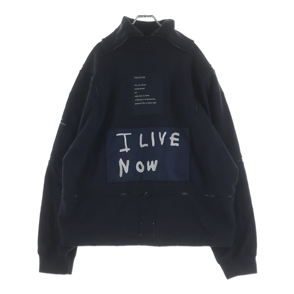 TAKAHIROMIYASHITA The SoloIst.(タカヒロミヤシタザソロイスト) 19AW I LIVE NOW ZIP MOCK NECK SWEAT ジップディティール モックネックスウェットトレーナー ブラック