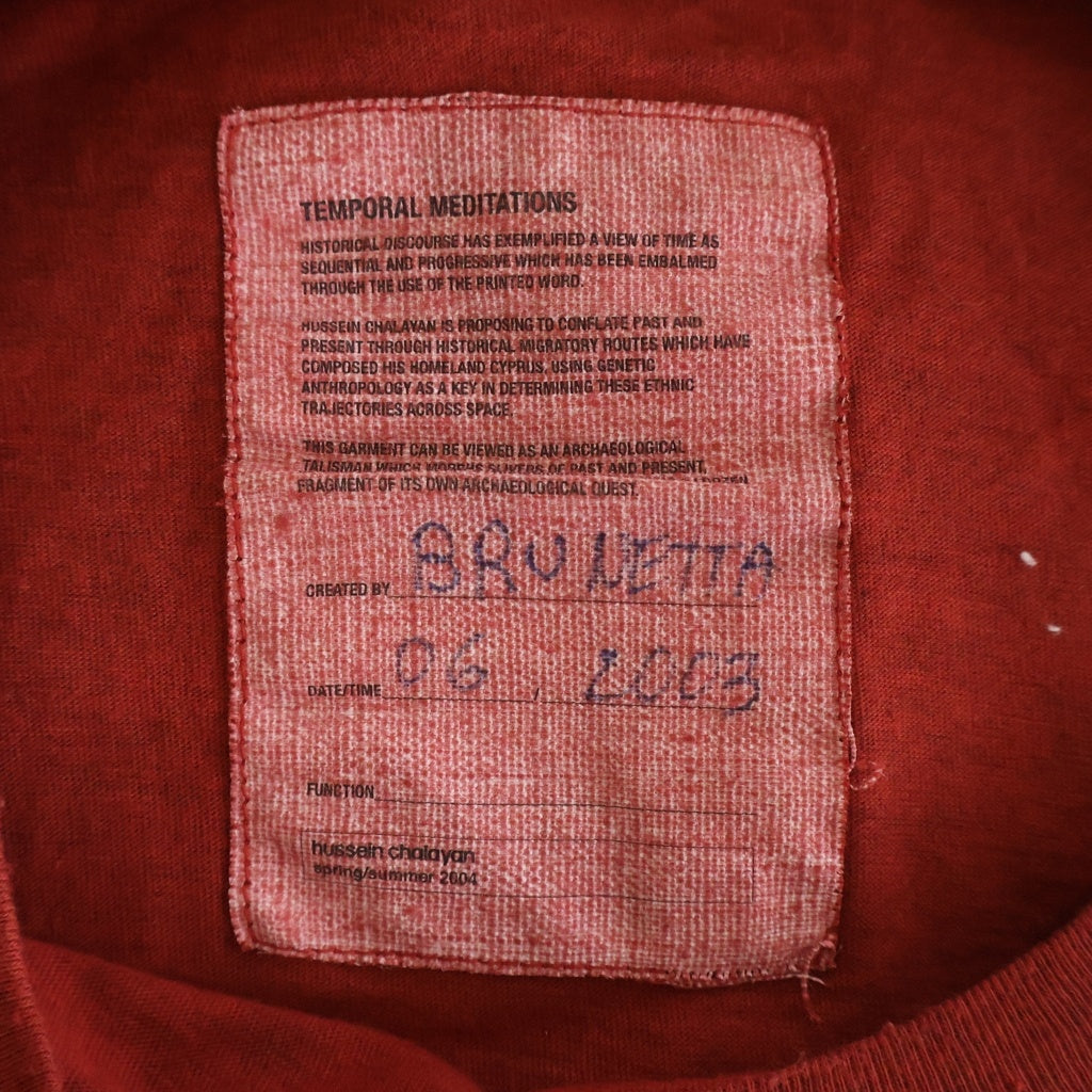 hussein chalayan(フセインチャラヤン) 04SS バックデザイン長袖Tシャツ カットソー ロンT イタリア製 レッド