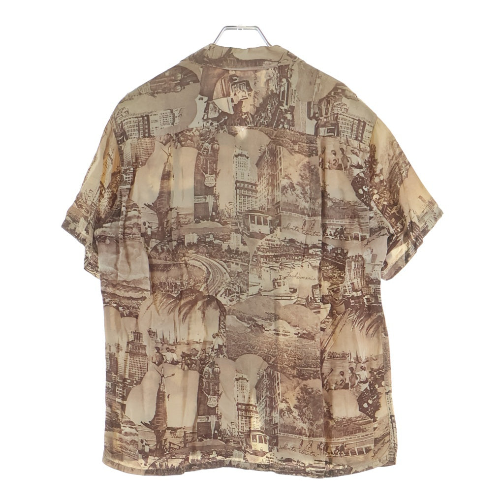 VINTAGE(ヴィンテージ) 50s ROOS BROS Picture Hawaiian Shirt ハワイアンシャツ 半袖シャツ アロハシャツ ピクチャー柄 フォトグラフ ブラウン系