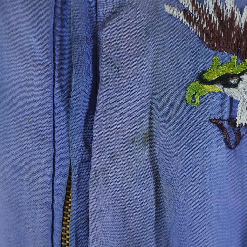 VINTAGE(ヴィンテージ) 50s SOUVENIR JACKET KOREA YKKZIP REVERSIBLE 虎 鷲 襟付き 襟刺しゅう バタフライ ジップ 別珍 スカジャン スーベニアジャケット ピンク/ブルー レディース