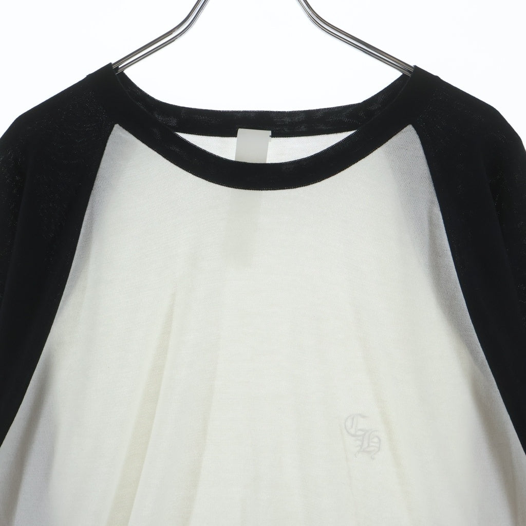 CHROME HEARTS(クロムハーツ) Y NOT CRS PATCH トリプルクロスパッチ付き 長袖ラグランTシャツ カットソー ホワイト/ブラック