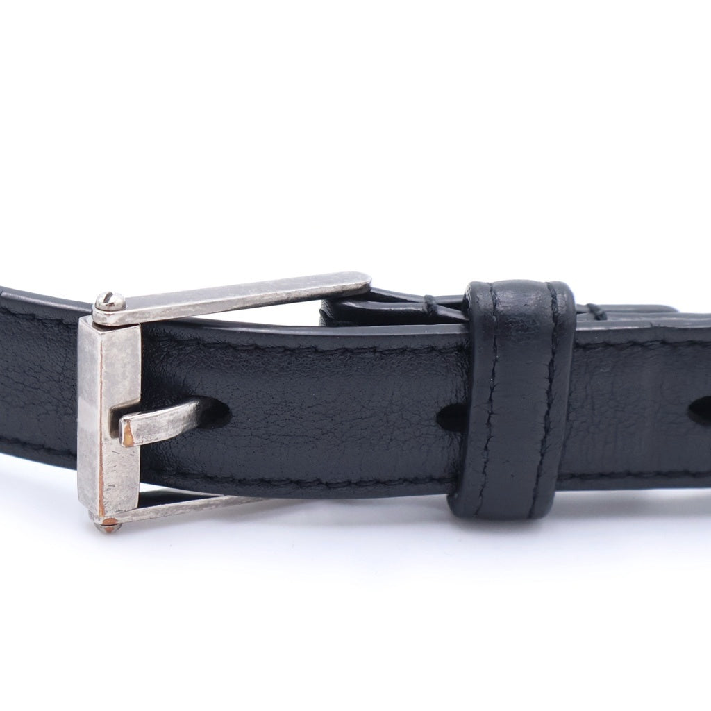 SAINT LAURENT PARIS(サンローランパリ) スクエアフレーム レザーベルト ブラック/シルバー GRZ479321