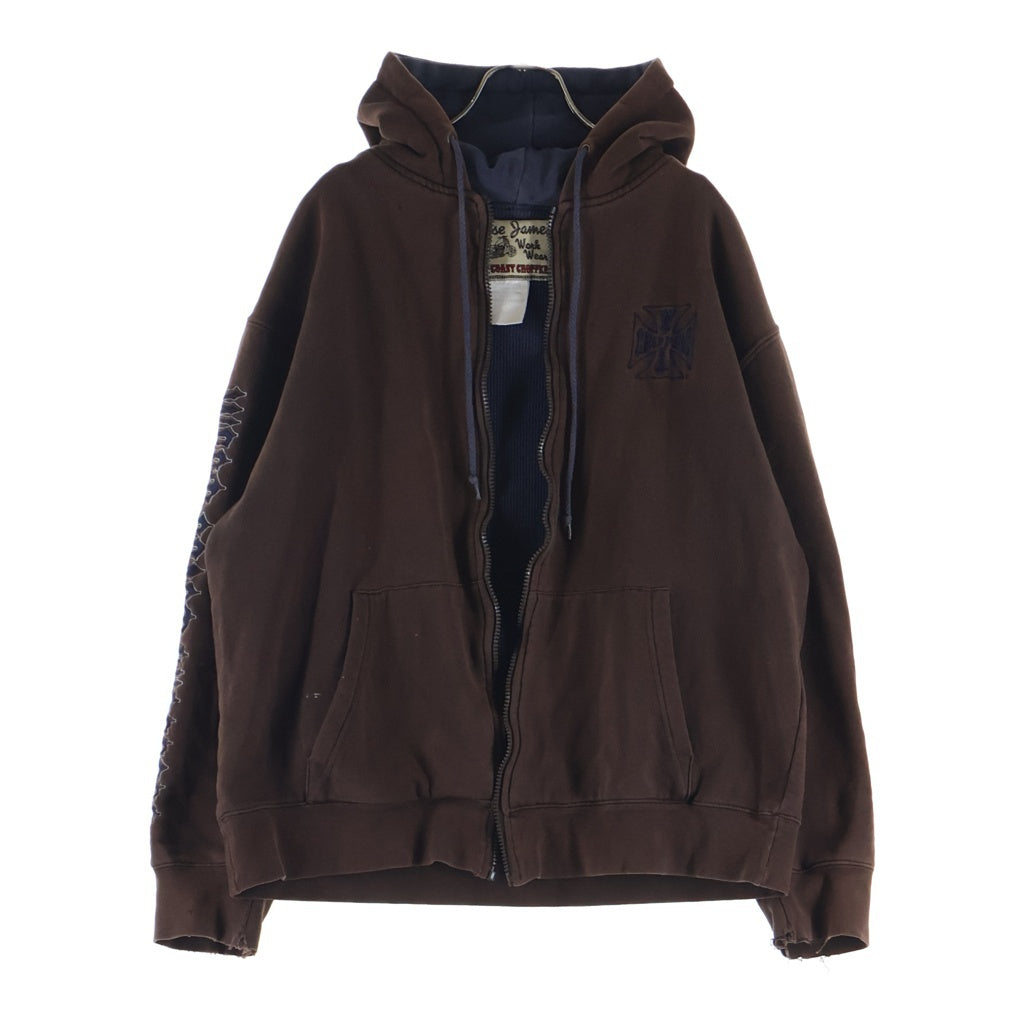 VINTAGE(ヴィンテージ) 90s WEST COAST CHOPPERS THEMAL ZIPUP HOODIE ウエストコーストチョッパーズ 裏地サーマル ジップアップパーカー ブラウン