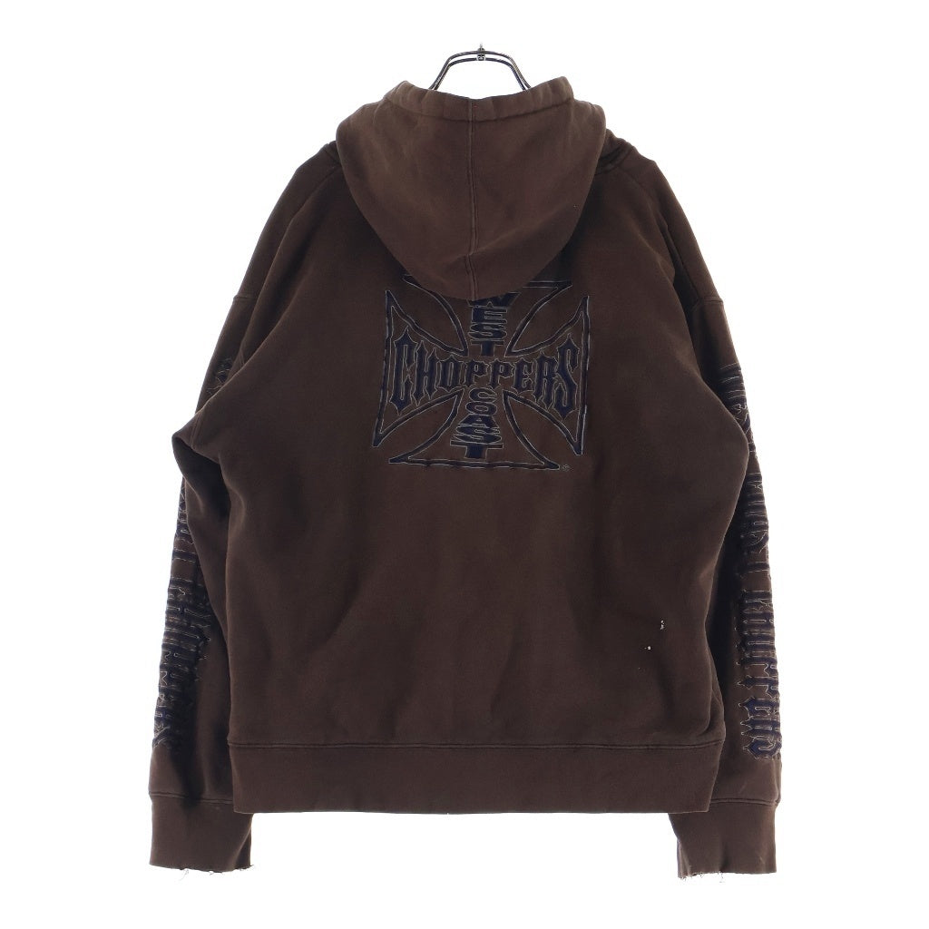VINTAGE(ヴィンテージ) 90s WEST COAST CHOPPERS THEMAL ZIPUP HOODIE ウエストコーストチョッパーズ 裏地サーマル ジップアップパーカー ブラウン