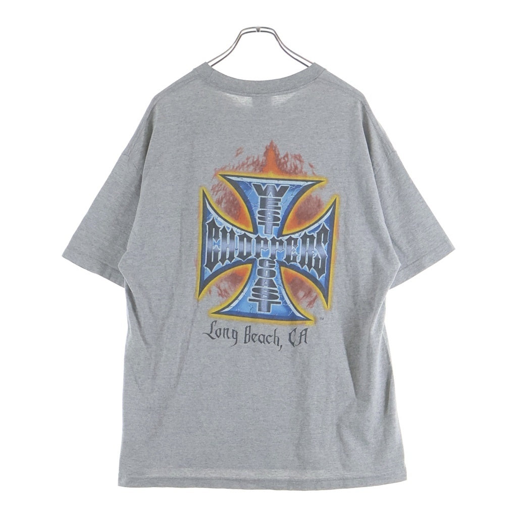 VINTAGE(ヴィンテージ) 90s WEST COAST CHOPPERS SS TEE ウエストコーストチョッパーズ アイアンクロスプリント 半袖Tシャツ グレー