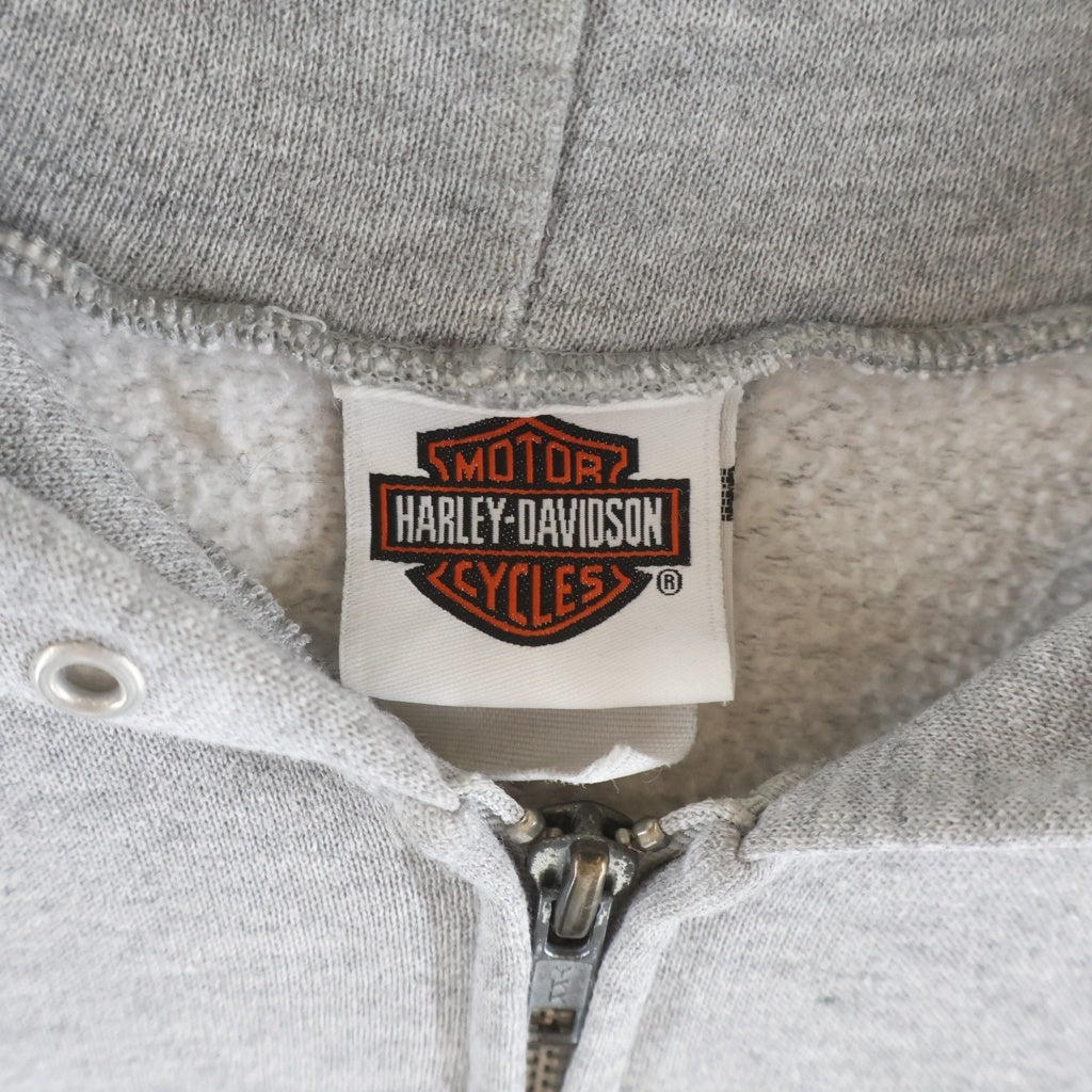 HARLEY DAVIDSON(ハーレーダビッドソン) 00s FLAMES ZIPUP HOODIE 袖フレイム ジップアップパーカー フーディー グレー