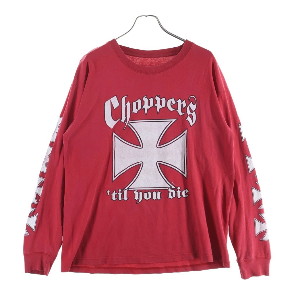 VINTAGE(ヴィンテージ) CHOPPERS IRON CROSS LONG TEE チョッパーズ アイアンクロス 長袖プリントTシャツ レッド