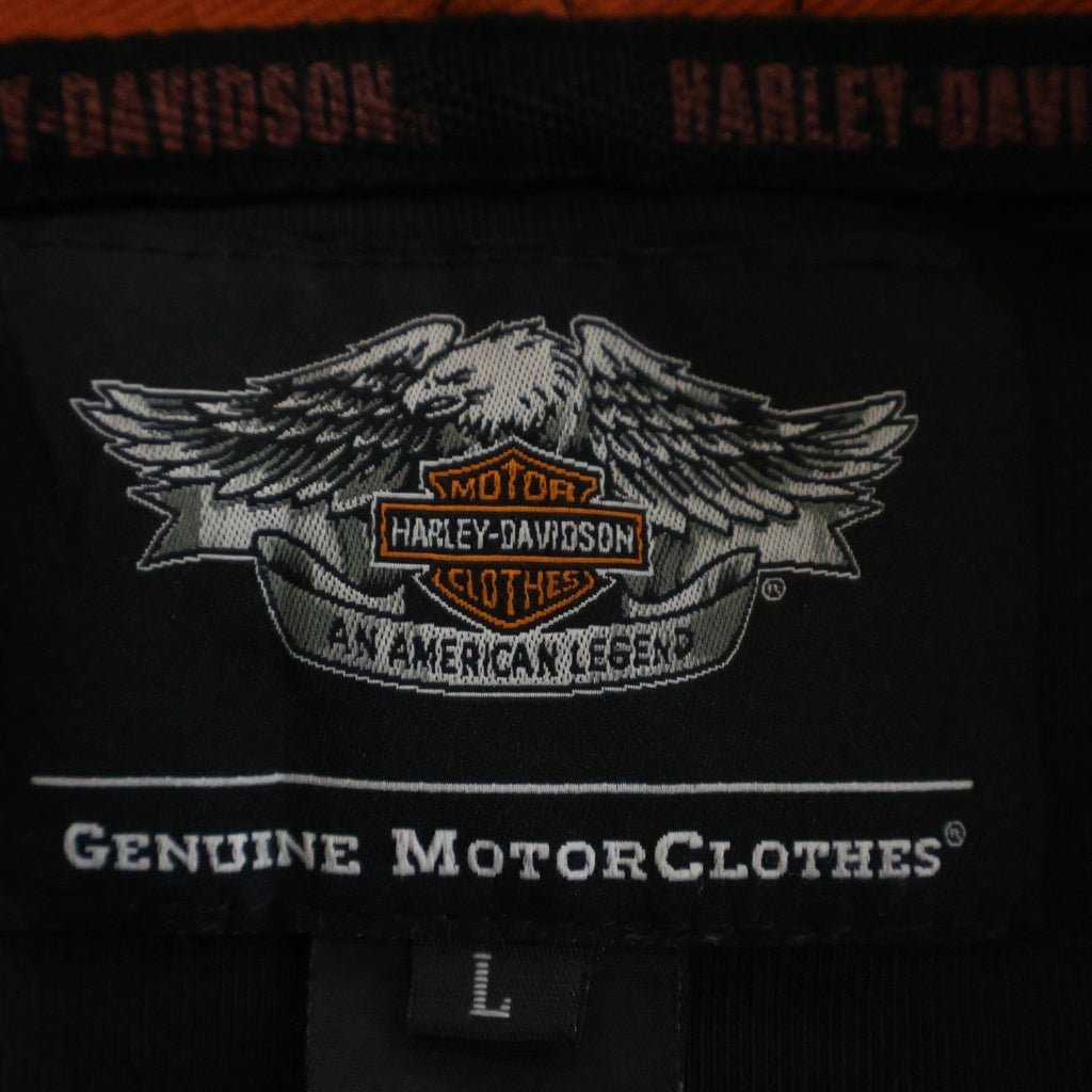 HARLEY DAVIDSON(ハーレーダビッドソン) 00s BAR&SHIELD ZIPUP HOODIE 袖フレイム ジップアップパーカー フーディー ブラック