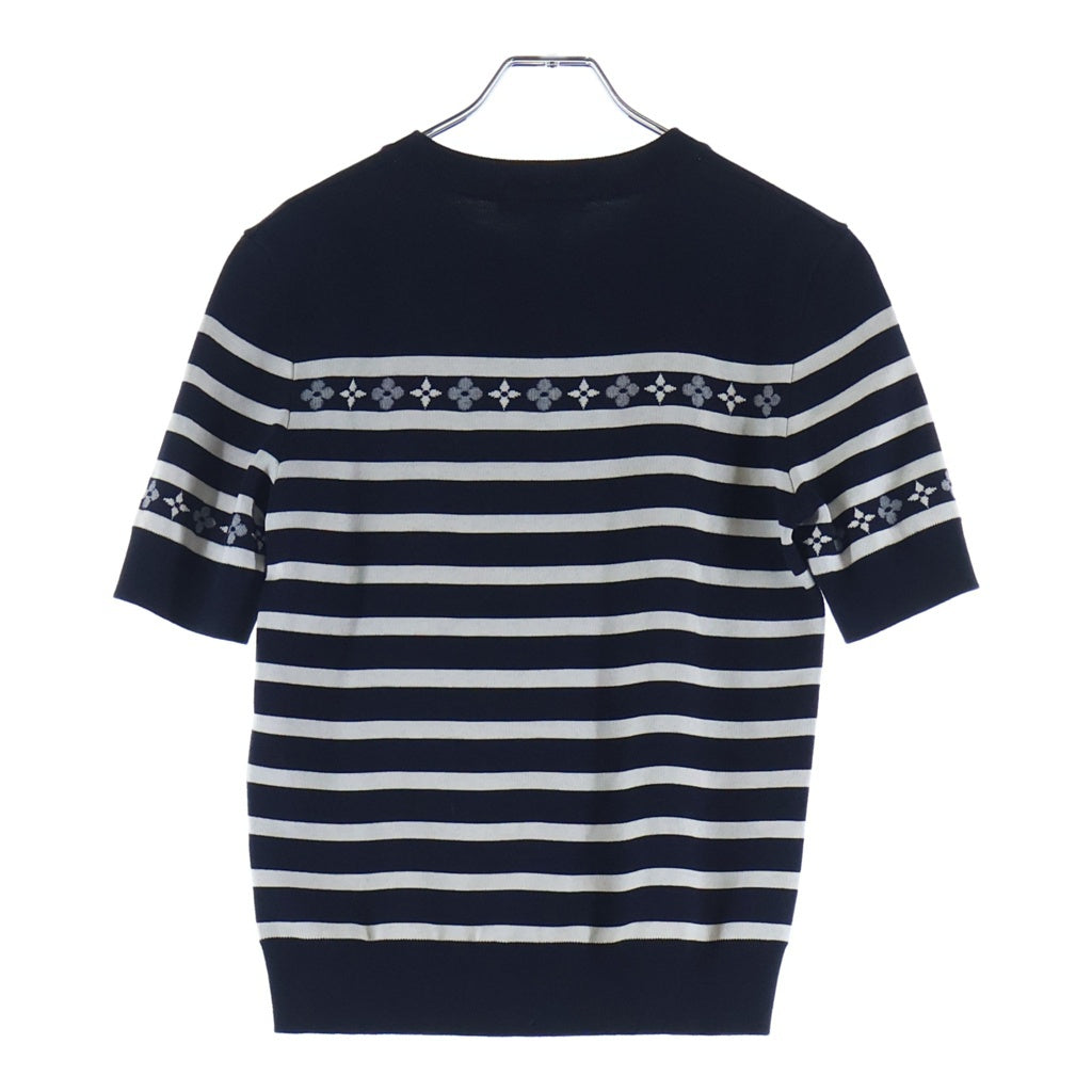 LOUIS VUITTON(ルイヴィトン) モノグラムフラワー マニリエール 半袖ニットセーター ネイビー/アイボリー RW222J OE5 FNKS09 レディース