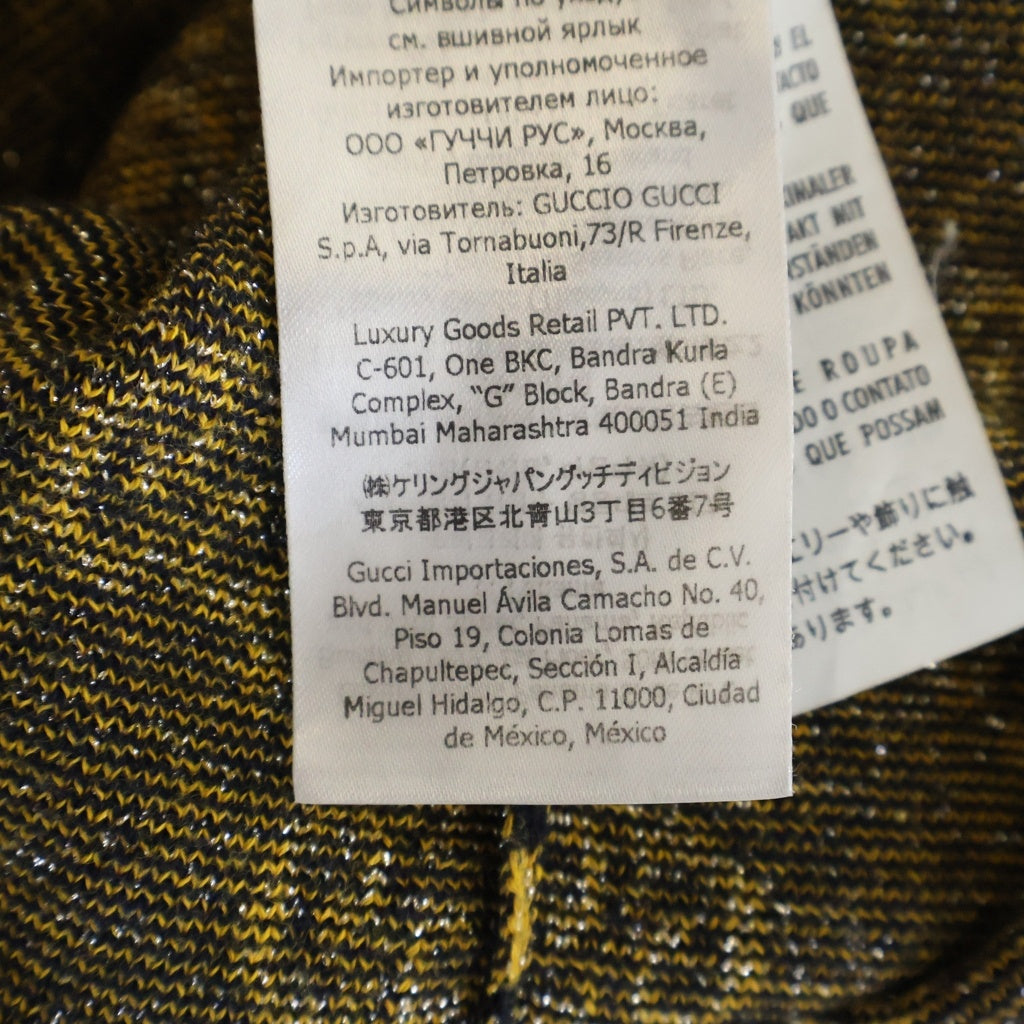 GUCCI(グッチ) GG総柄 ラメジャカード オールインワン半袖ワンピース 692707 XKB54 ネイビー/イエロー レディース