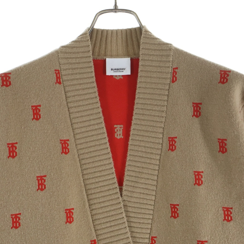 BURBERRY(バーバリー) TB総柄ロゴ オーバーサイズ 長袖ニットカーディガン ブラウン 8021032