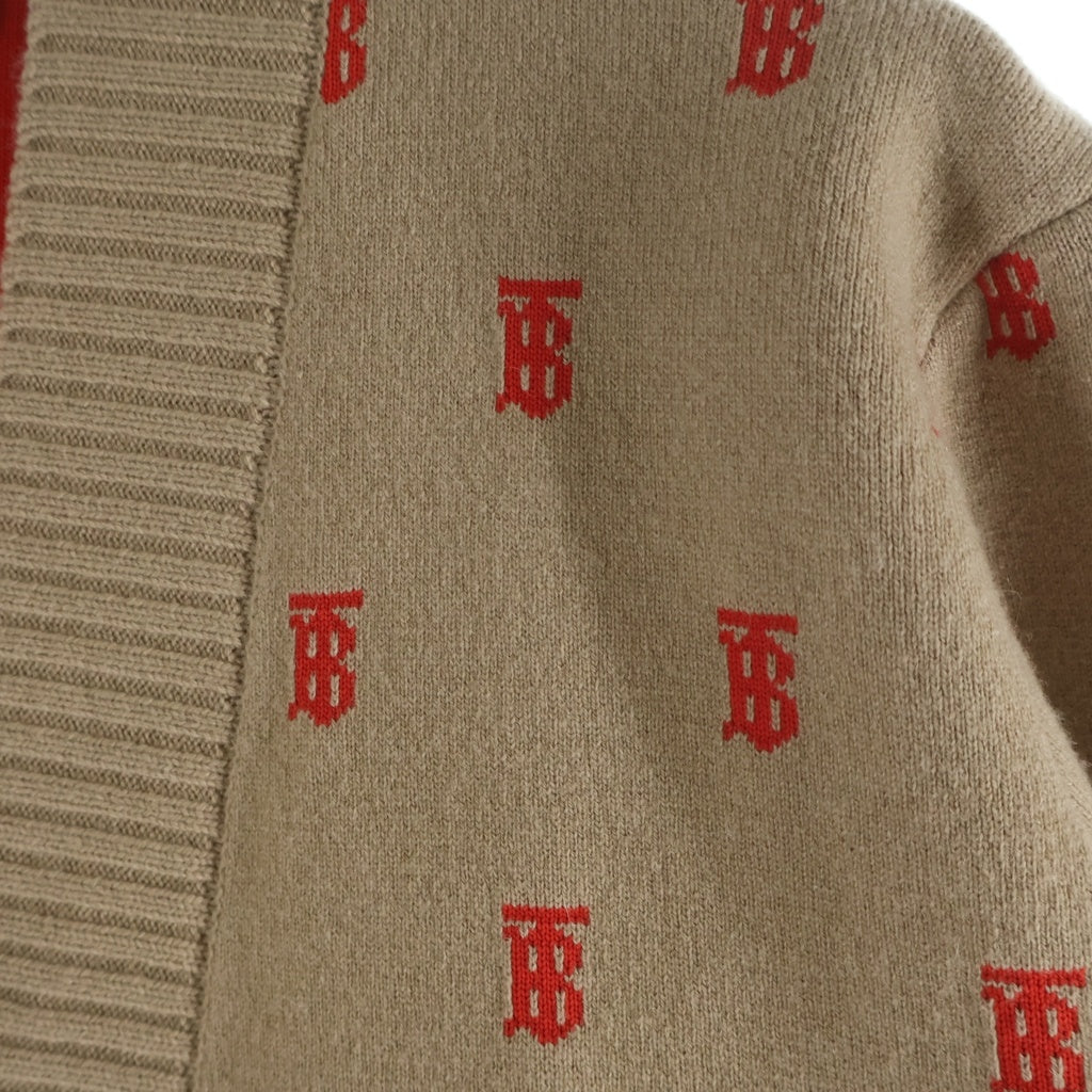 BURBERRY(バーバリー) TB総柄ロゴ オーバーサイズ 長袖ニットカーディガン ブラウン 8021032