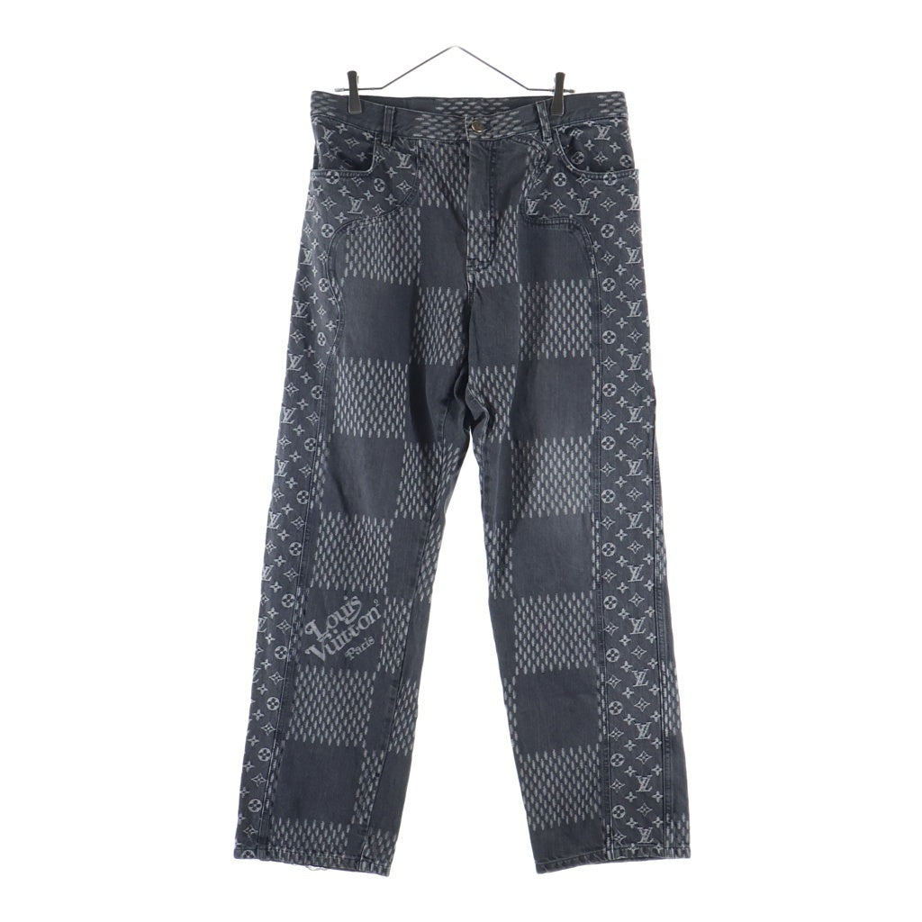 LOUIS VUITTON(ルイヴィトン) 20AW ×NIGO GIANT DAMIE WAVES MONOGRAM PANTS ニゴー ジャイアントダミエウェーブス モノグラムデニムパンツ ブラック HJD11WUZC