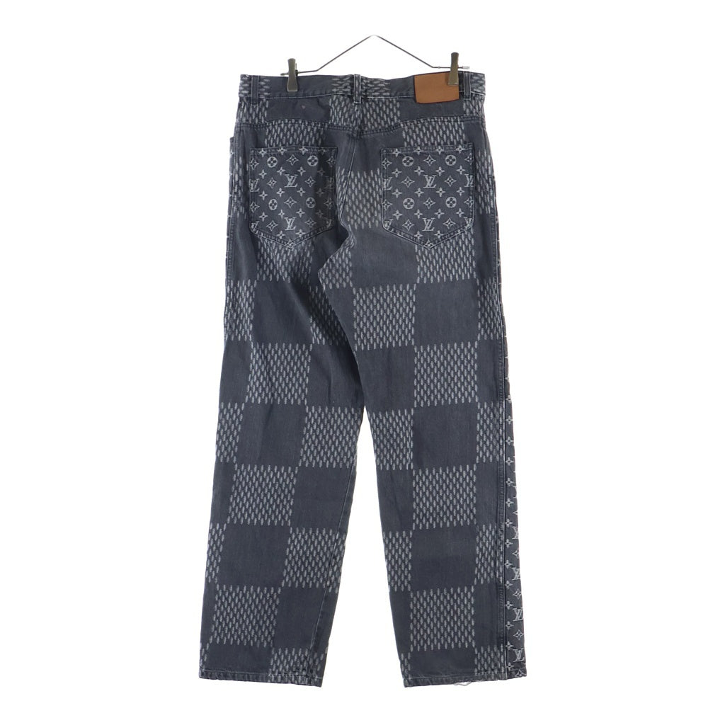 LOUIS VUITTON(ルイヴィトン) 20AW ×NIGO GIANT DAMIE WAVES MONOGRAM PANTS ニゴー ジャイアントダミエウェーブス モノグラムデニムパンツ ブラック HJD11WUZC
