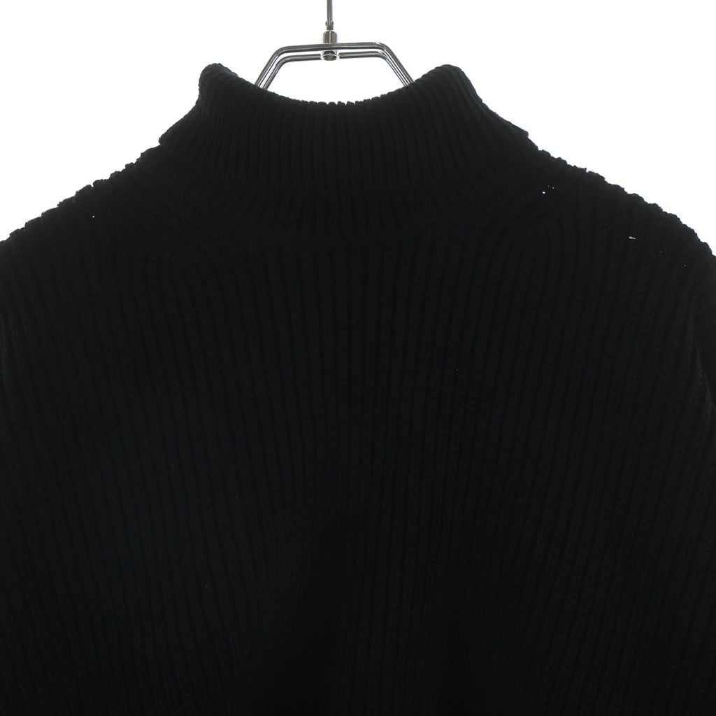 BALENCIAGA(バレンシアガ) Oversized Cropped Ribbed Wool-blend Turtleneck Knit タートルネックニット 長袖セーター ブラック 682002 T3227