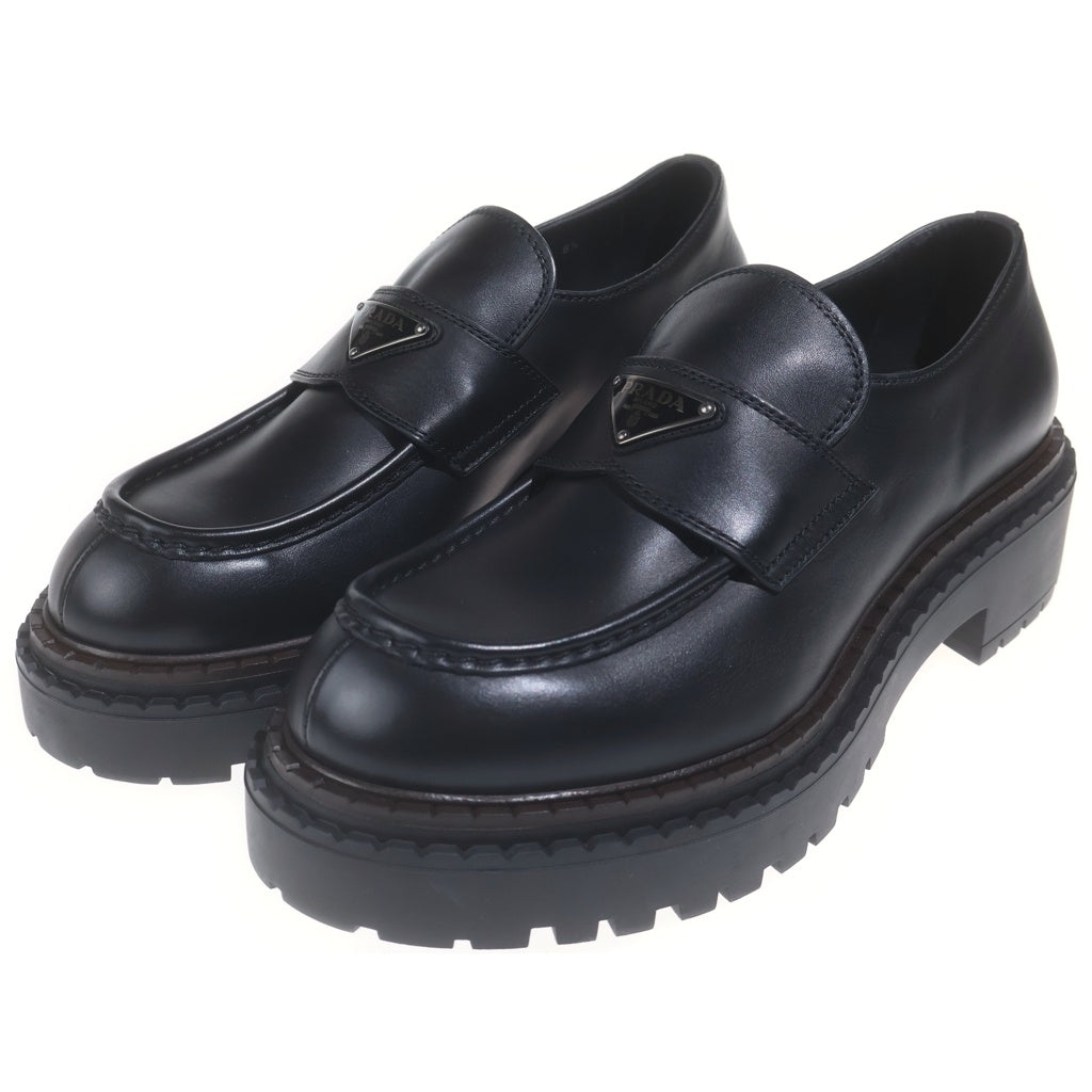 PRADA(プラダ) Leather Double Chocolate Loafer 2DE148 レザーダブルチョコレート トライアングルロゴ ローカットシューズ ダークブラウン/ブラック