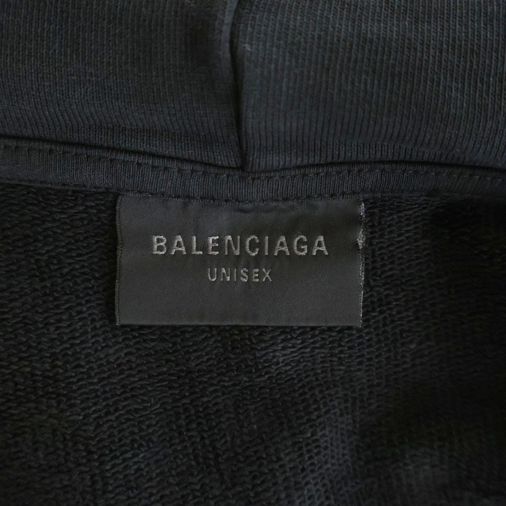 BALENCIAGA(バレンシアガ) Vntage Small Zip-up Hoodie 744454 TOVG5 ダメージ加工 スモール ジップアップフーディー パーカー ブラック