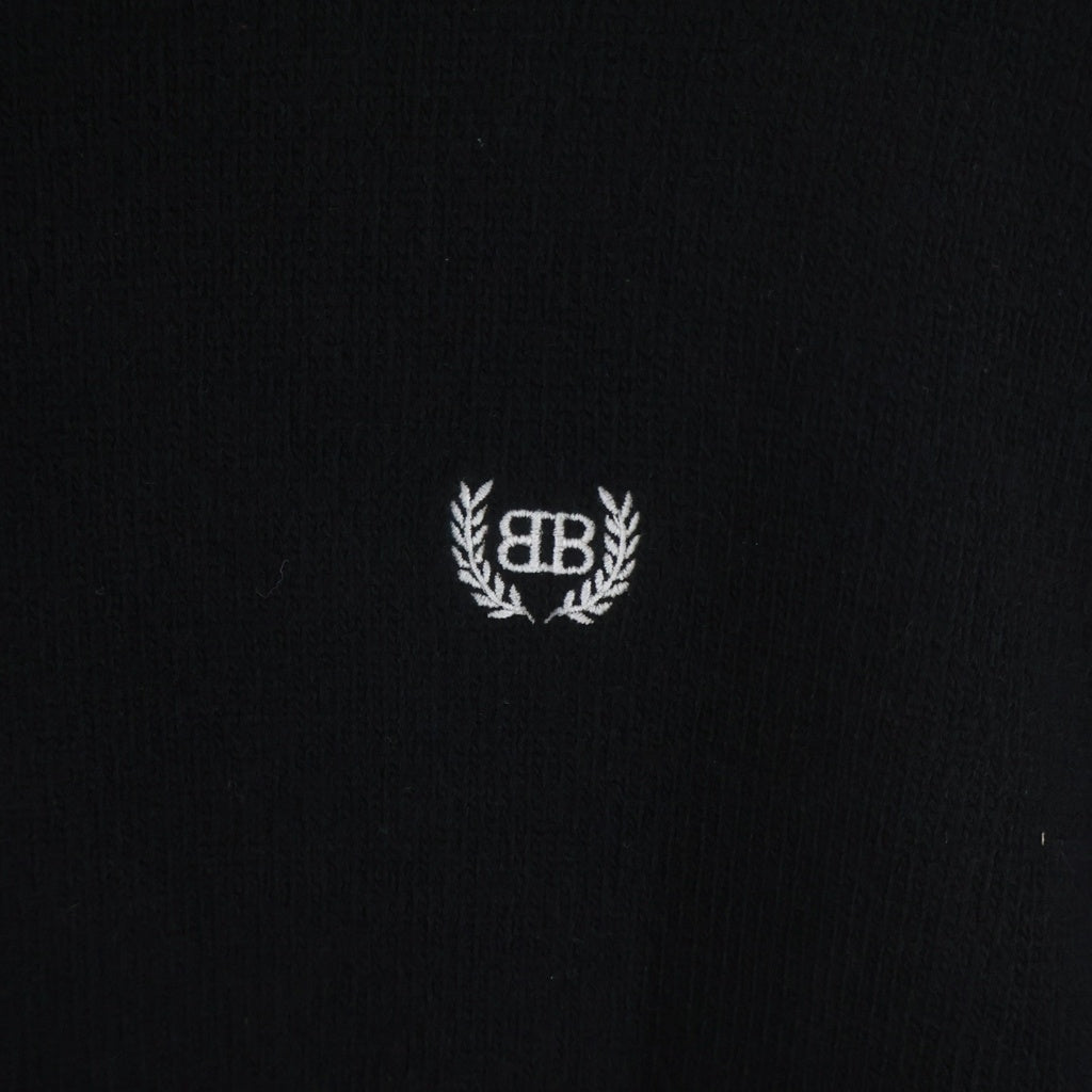 BALENCIAGA(バレンシアガ) Garde-Robe Logo Knit 818987 T1714 ロゴ刺繍 クルーネック長袖ニットセーター ブラック