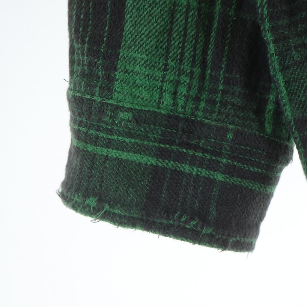 SAINT MICHAEL(セントマイケル) FRNL CHECK SHIRT カットオフ加工 フランネルシャツ グリーン SM-YS8-0000-024
