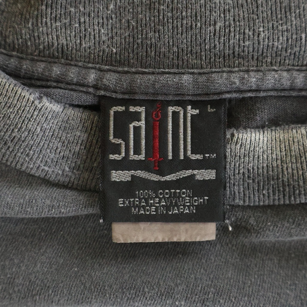 SAINT MICHAEL(セントマイケル) 25SS SS TEE プリント ヴィンテージ加工 クルーネック 半袖Tシャツ カットソー ブラック SM-HR1-0000-008