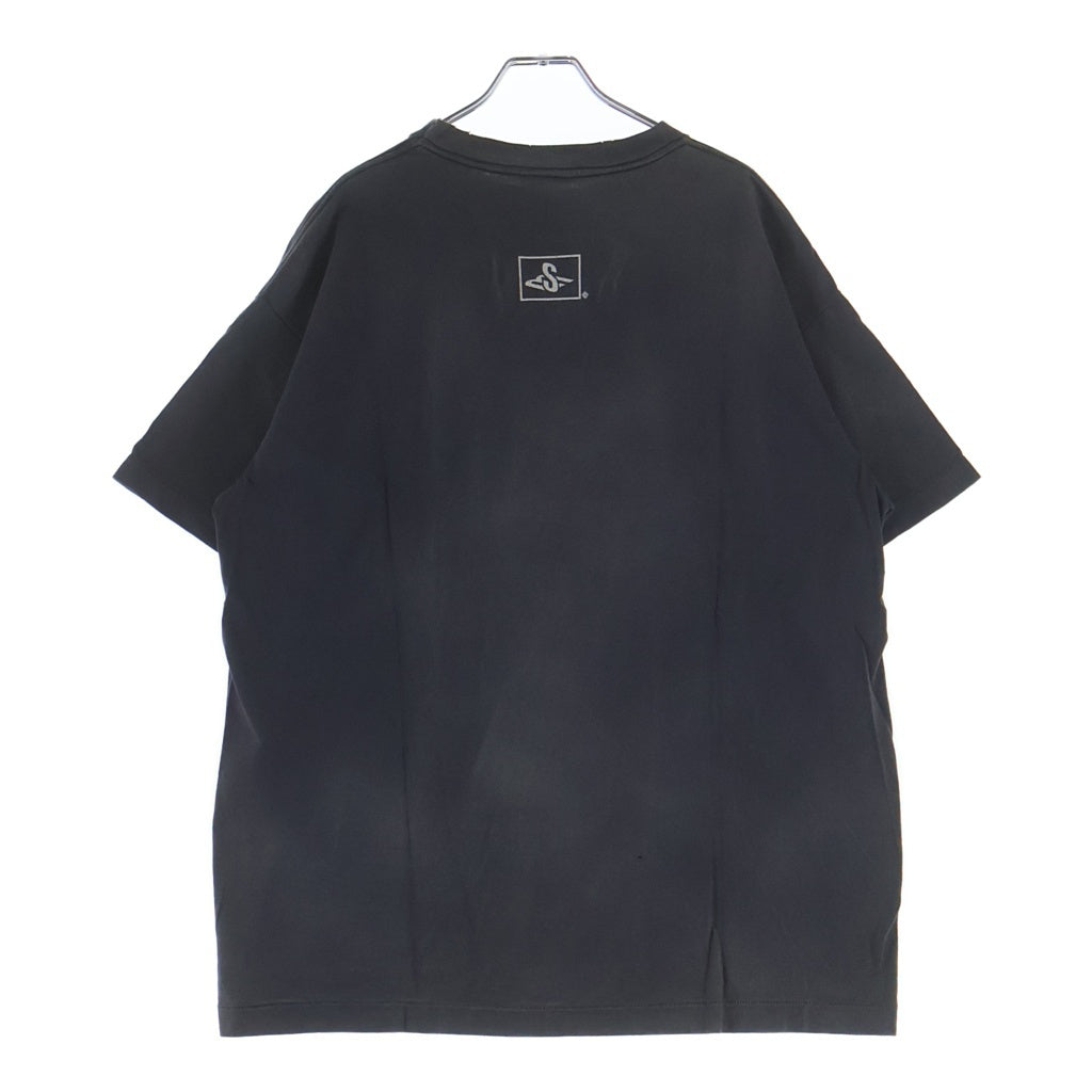 SAINT MICHAEL(セントマイケル) 24SS SS TEE SM6 BLACK ヴィンテージ加工 プリント半袖Tシャツ カットソー プレステ グレー SM-YS8-0000-003