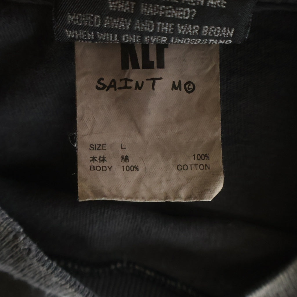 SAINT MICHAEL(セントマイケル) 25SS KLF_LS TEE ヴィンテージ加工 プリント長袖Tシャツ カットソー ブラック SM-HR1-0000-C03